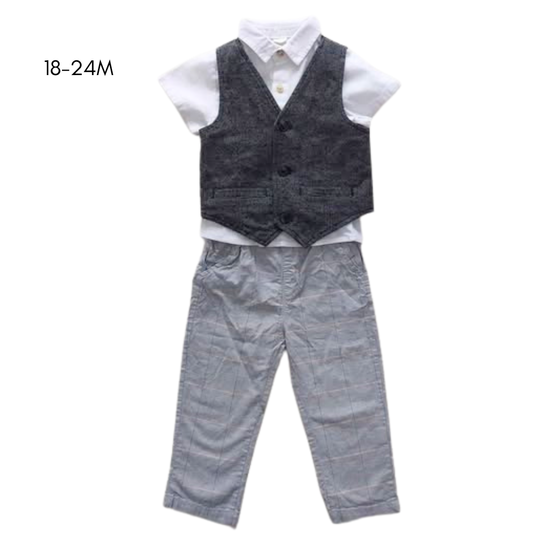 Dress shirt, Vest, and Dress Pants Set - 18-24M