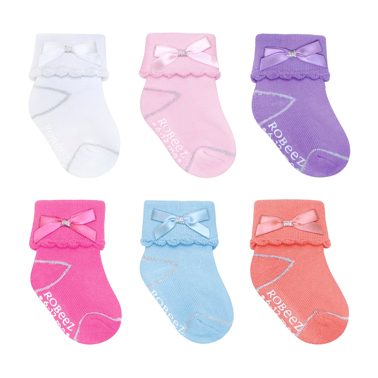 Robeez Bow-Tastic 6-Pack Baby Socks