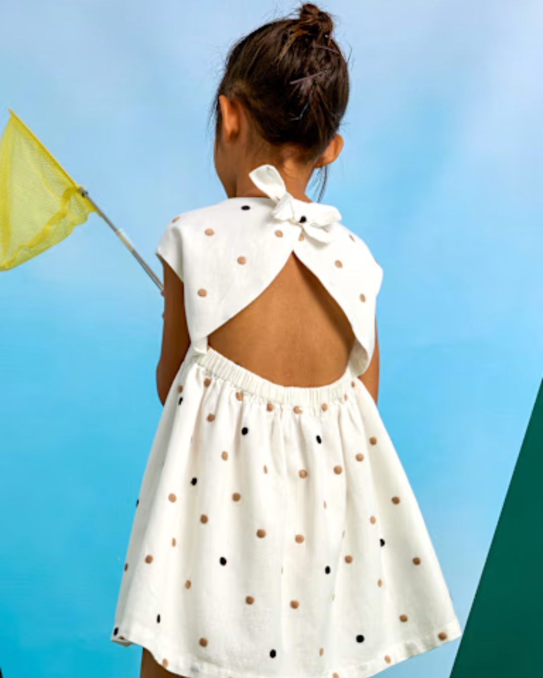 Embroidered Polka-Dot White Dress