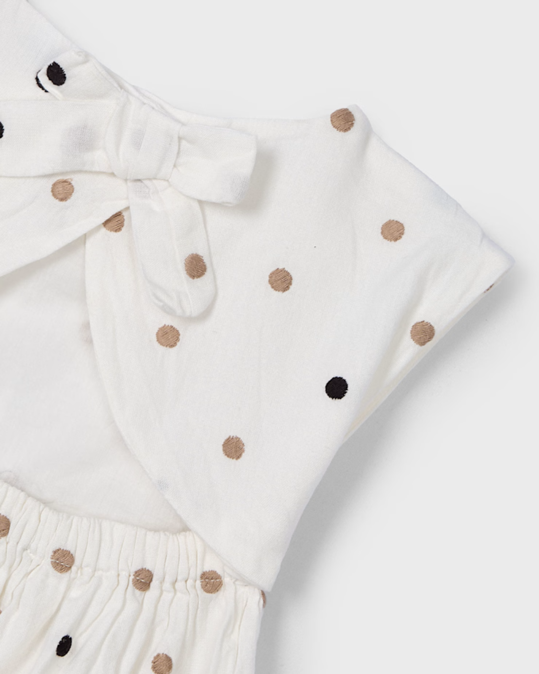Embroidered Polka-Dot White Dress