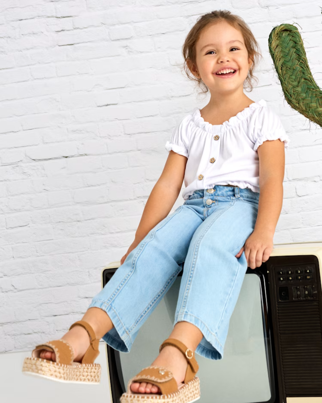 Girl Light Denim Wide Leg Jeans