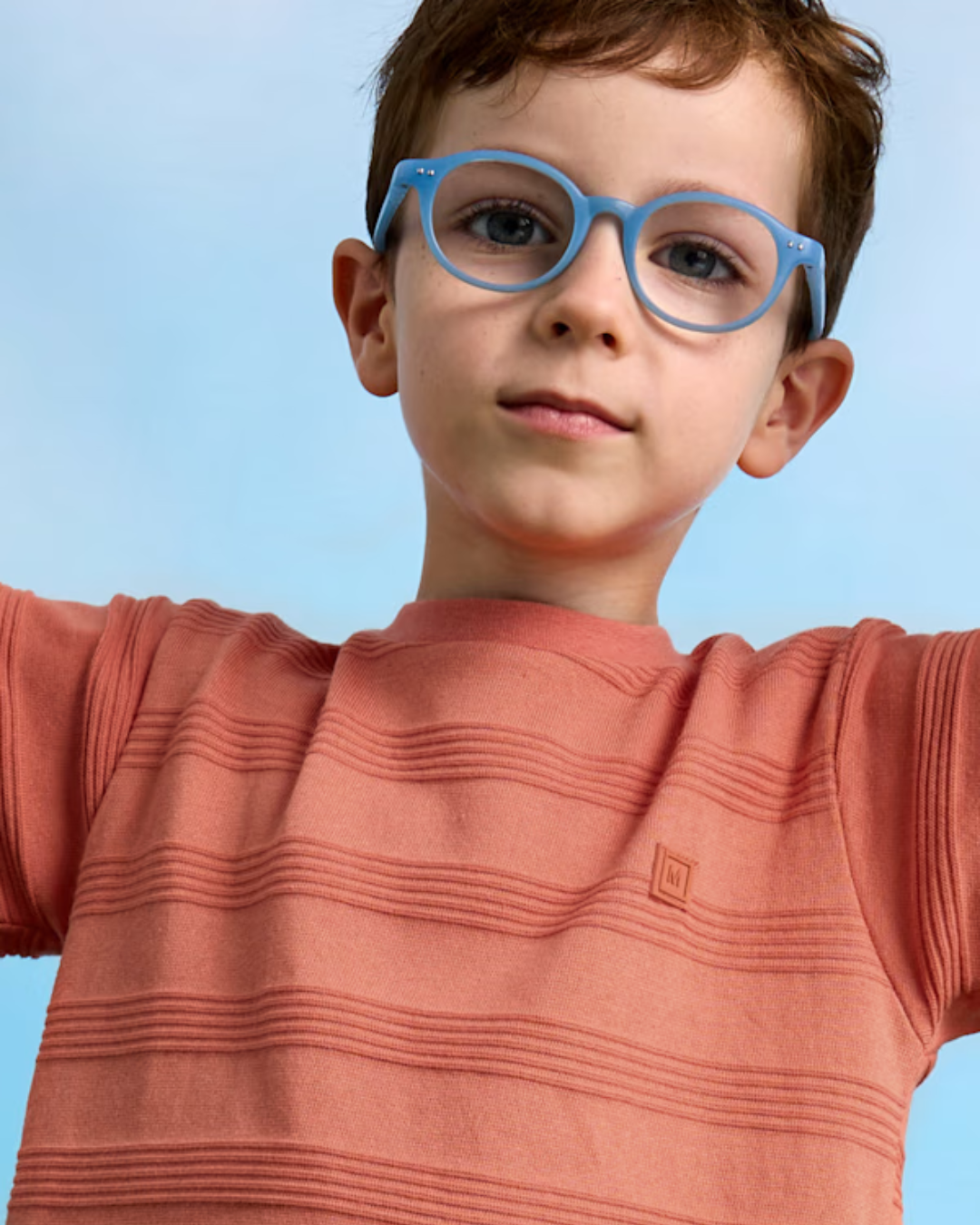 Boy Dark Peach Jacquard T-Shirt