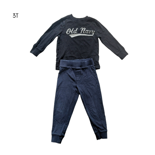 Old Navy Black Long Sleeve with Dark Navy Pants Set - 3T