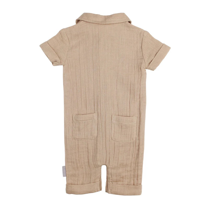 Muslin Short-Sleeve Wheat Coverall