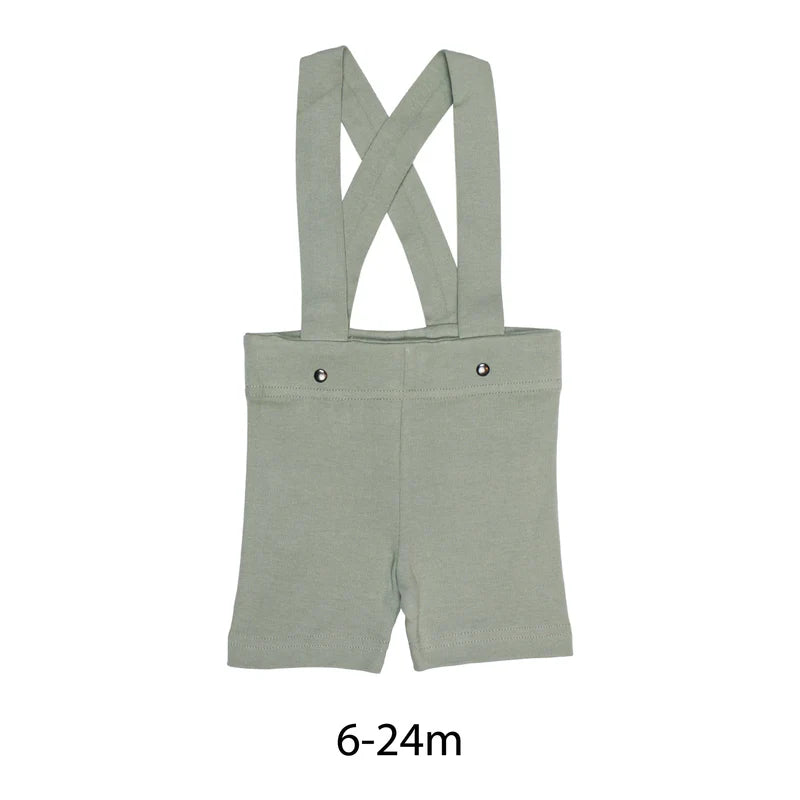 Fern Polo Bodysuit with Seafoam Suspenders Set