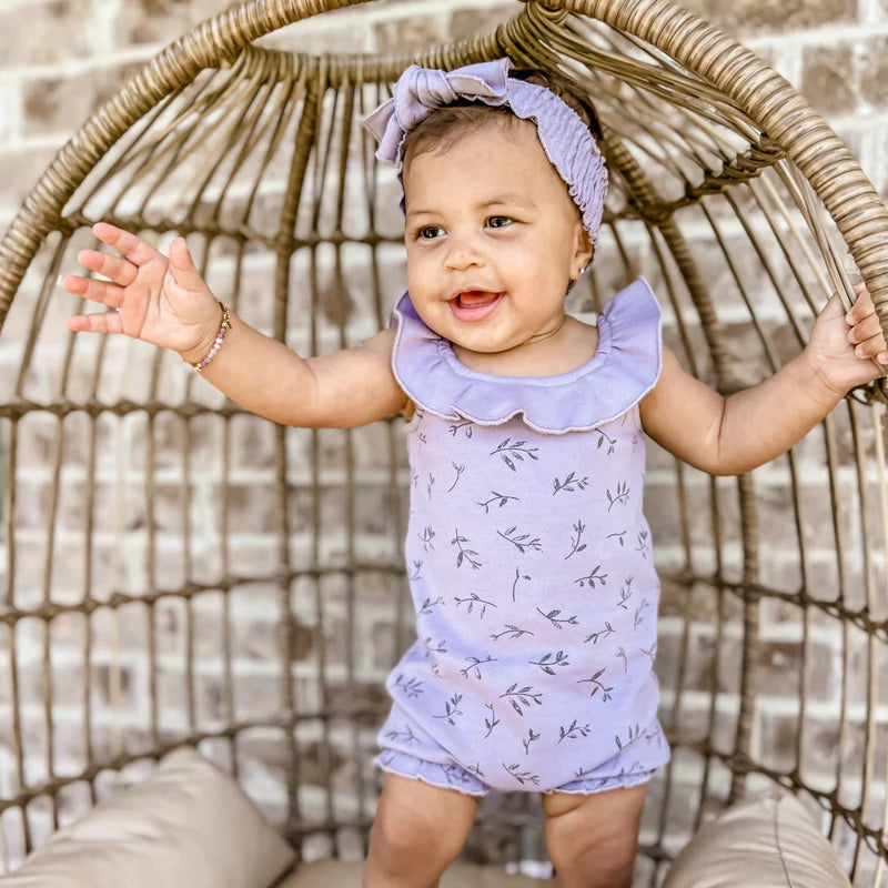 Organic Bubble Romper Fern & Flower Amethyst Romper