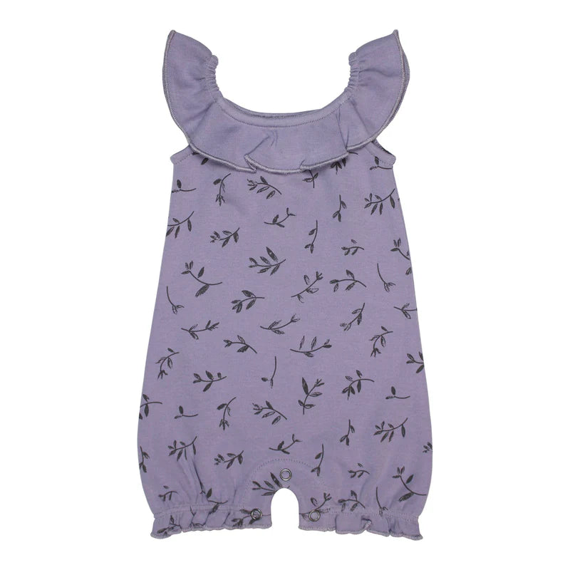 Organic Bubble Romper Fern & Flower Amethyst Romper