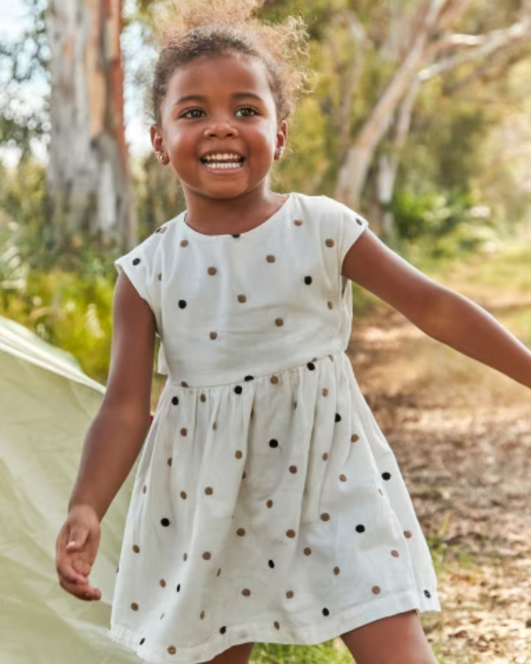 Embroidered Polka-Dot White Dress