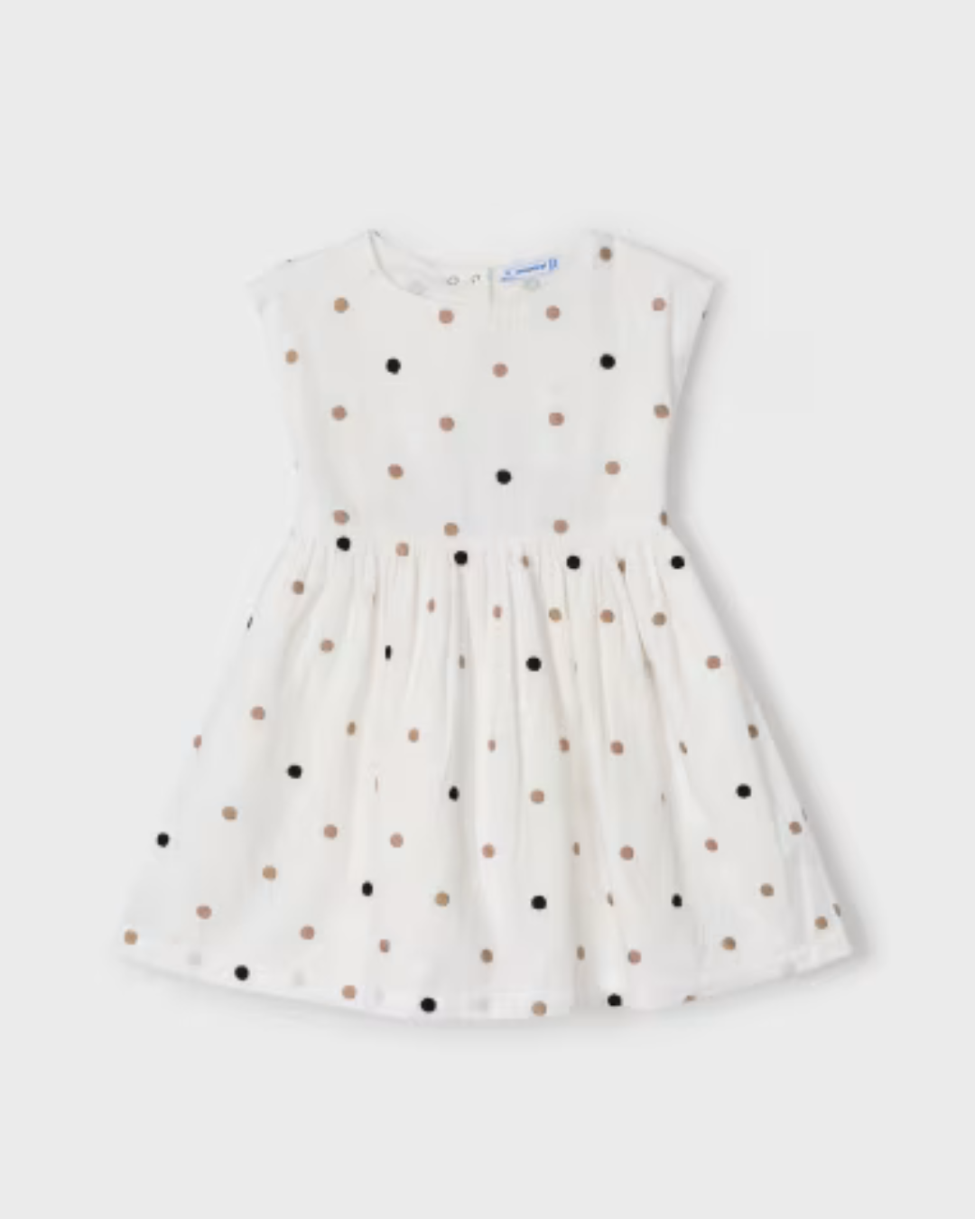 Embroidered Polka-Dot White Dress