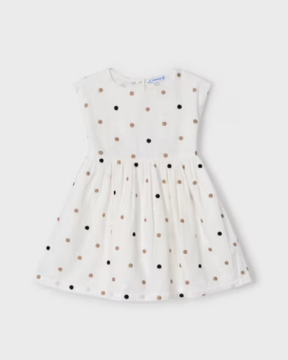 Embroidered Polka-Dot White Dress