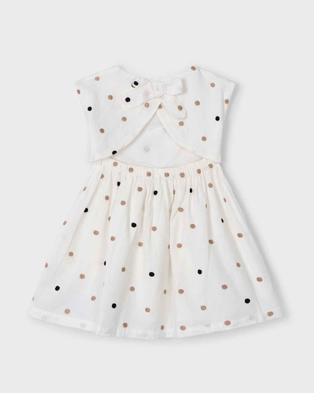 Embroidered Polka-Dot White Dress