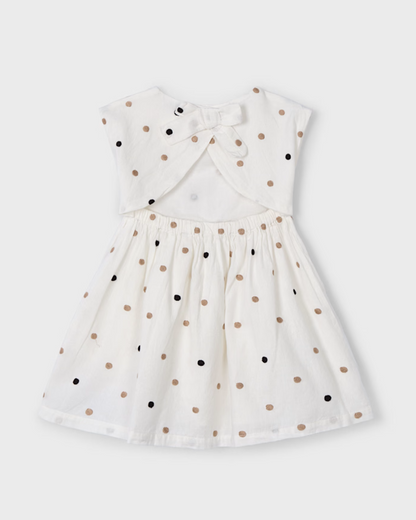 Embroidered Polka-Dot White Dress