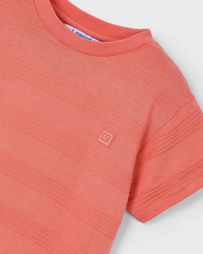 Boy Dark Peach Jacquard T-Shirt